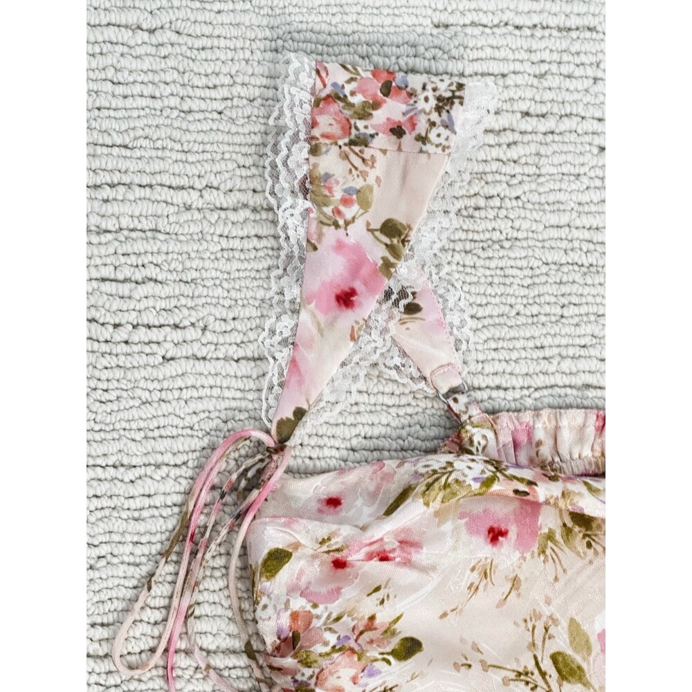 FOR LOVE & LEMONS Holland Mini Dress Women’s XS Pink Floral Coquette Romantic - Picture 12 of 16
